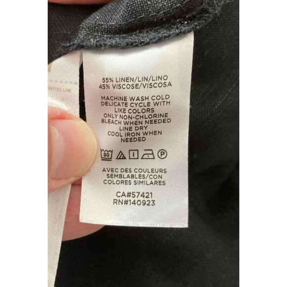 Loft Linen Blend Wide Leg Jumpsuit MEDIUM Black One Piece Minimalist - Picture 7 of 11